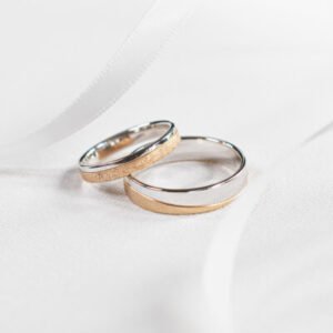 Two-Tone Matching Couple Wedding Ring Set