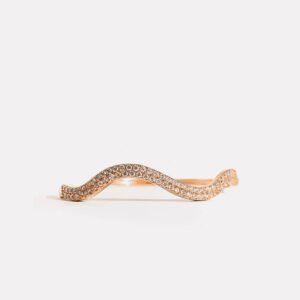 Dainty Curved Wave Rhinestone Thin Band