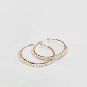 Mini Pearl Half Circle C-Hoop Earrings