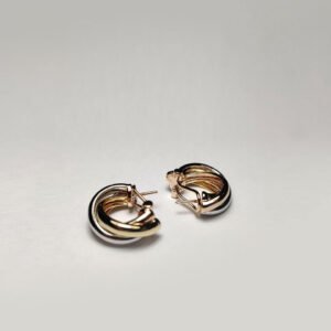 Two-Tone Intertwined Hoop Earrings Two Color Huggie Hoops