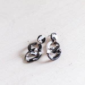 Marble Print Interlocking Hoop Drop Earrings