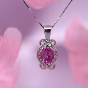 Pink Halo Silver Pendant Necklace