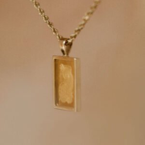 Dainty Vintage Rectangular Engraved Charm Collarbone Necklace