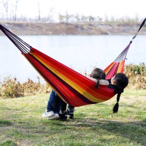 Double-person durable thick-striped swing hammock