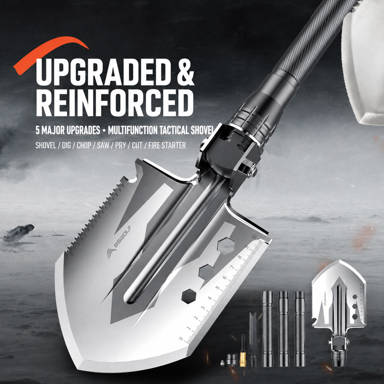 Multifunctional folding portable outdoor shovel